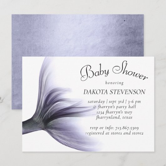 Invitation Mermaid Chic | Dusty Lavender Purple Douche (Devant / Derrière)