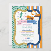 Invitation Mermaid & Construction Joint Boy Girl Anniversaire (Devant)