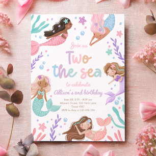Invitation Mermaid Deux Fille de la Mer 2e Anniversaire