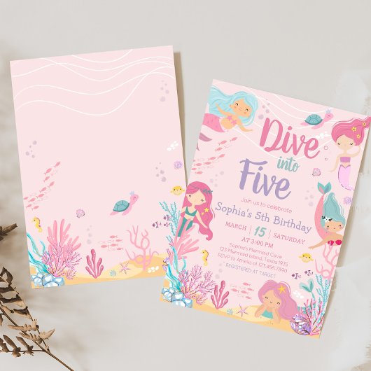 Invitation Mermaid Dive en cinq fêtes d'anniversaire