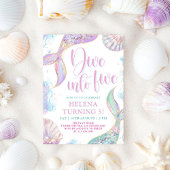 Invitation Mermaid Dive en cinq fille de 5e anniversaire