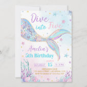 Invitation Mermaid Dive in Five Girl Birthday (Devant)