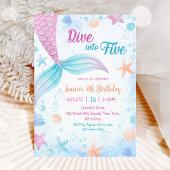 Invitation Mermaid Dive into Five 5th Birday Party