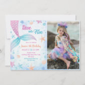 Invitation Mermaid Dive into Five 5th Birday Party Photo (Devant)