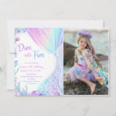 Invitation Mermaid Dive into Five 5th Birday Party Photo (Devant)