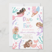 Invitation Mermaid Dive into Five Pool Party 5e anniversaire (Devant)
