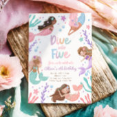 Invitation Mermaid Dive into Five Pool Party 5e anniversaire