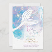 Invitation Mermaid Dive into Five Watercolor 5e anniversaire (Devant)