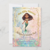 Invitation Mermaid d'or fête de vendredi sous la mer (Devant)