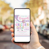 Invitation Mermaid Et Unicorn Anniversaire Magique