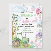 Invitation Mermaid Farm Birthday, Sibling Party, Double Birth (Devant)