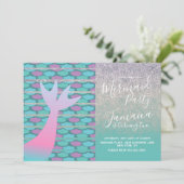 Invitation Mermaid Faux Sparkles Violet Anniversaire (Debout devant)