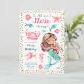Invitation Mermaid Fille Anniversaire de enfant de peau foncé (Debout devant)