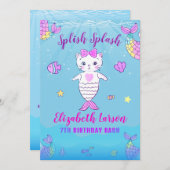 Invitation Mermaid Funny Kitty Purr femme de ménage Piscine f (Devant / Derrière)