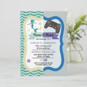 Invitation Mermaid & Gaming Joint Boy girl Anniversaire Invit (Debout devant)