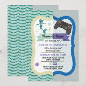 Invitation Mermaid & Gaming Joint Boy girl Anniversaire Invit (Devant / Derrière)
