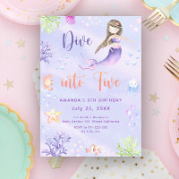 Mermaid Girl Dive In Five 5th Birthday Party