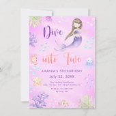 Invitation Mermaid Girl Dive In Five 5th Birthday Party (Devant)