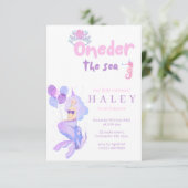 Invitation Mermaid Girly Oneder la mer 1er Baby Birthday (Debout devant)