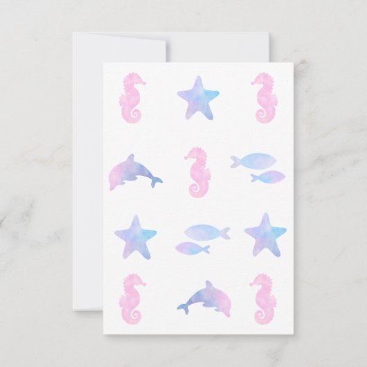 Invitation Mermaid Girly Oneder la mer 1er Baby Birthday (Dos)