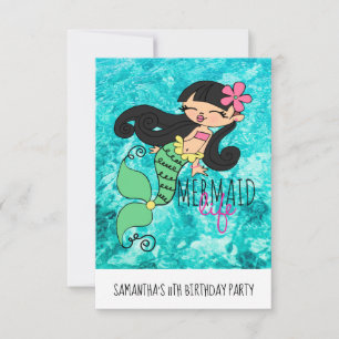 Invitation Mermaid Life B Enveloppes blanches standard inclus