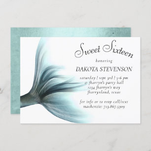 Invitation Mermaid Luxe   Seafoam Mint Green Luster Anniversa