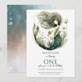 Invitation Mermaid magique 1er anniversaire (Devant / Derrière)