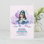 Invitation Mermaid Magique fête d'anniversaire (Debout devant)