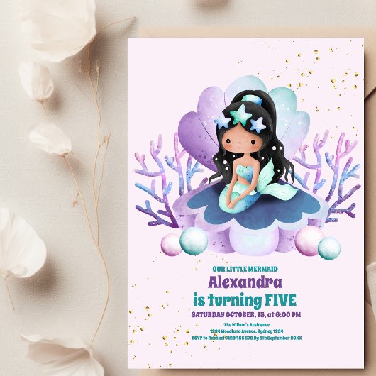 Invitation Mermaid Magique fête d'anniversaire