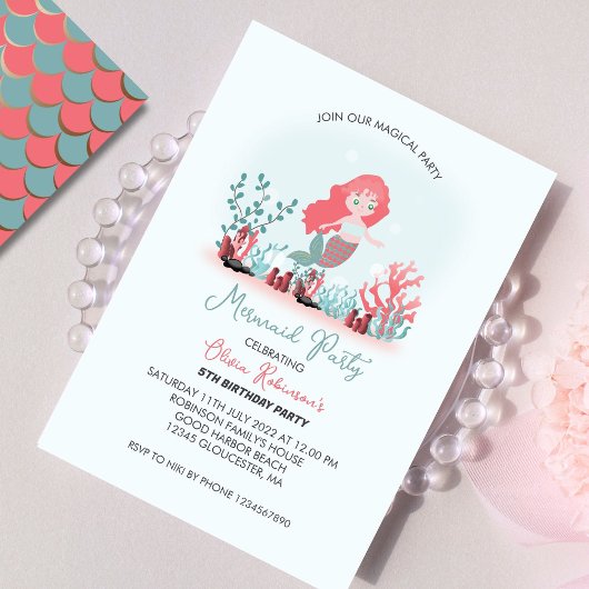 Invitation Mermaid Magique Princesse Anniversaire