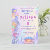 Invitation Mermaid magique sous la mer fille fête d'anniversa (Debout devant)