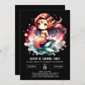 Invitation Mermaid Magique Whimsical Anniversaire (Devant / Derrière)