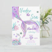 Invitation Mermaid Mette Sous La Parties scintillant De Mer A (Debout devant)