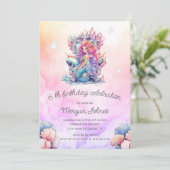 Invitation Mermaid mignonne sous la mer Anniversaire de l'enf (Debout devant)