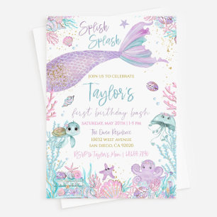 Invitation Mermaid Modèle de l'invitation d'anniversaire. Mod