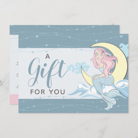 Invitation Mermaid Moon Stars Mystical Cadeau Certificat Cart (Devant / Derrière)