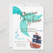 Invitation Mermaid Nautique & Pirate double anniversaire (Devant)