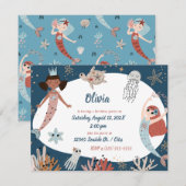 Invitation Mermaid Ocean Beach Party Octopus Birthday Kid (Devant / Derrière)