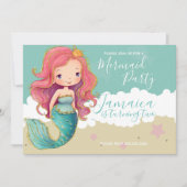 Invitation Mermaid Ocean Beach Sable d'anniversaire (Devant)
