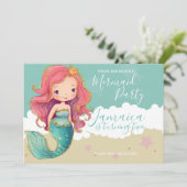 Invitation Mermaid Ocean Beach Sable d'anniversaire (Debout devant)