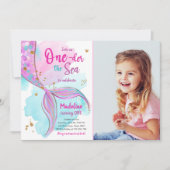 Invitation Mermaid One Sea Pool Party Fille premier anniversa (Devant)