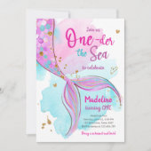 Invitation Mermaid One Sea Pool Party Fille premier anniversa (Devant)