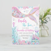 Invitation Mermaid Oneder the Sea 1st Birthday (Debout devant)