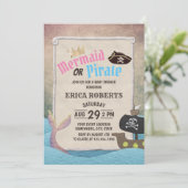 Invitation Mermaid ou Pirate mignon Baby shower de révélation (Debout devant)