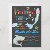 Invitation Mermaid ou Shark Co-Ed Anniversaire conjoint (Devant)