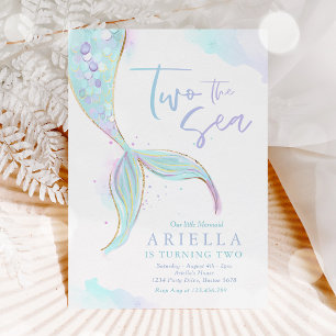Invitation Mermaid Party Two The Sea Mermaid 2e anniversaire