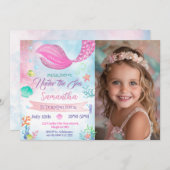 Invitation Mermaid Photo 1er 2e 3e 4e anniversaire (Devant / Derrière)