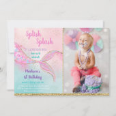 Invitation Mermaid Pink Gold Anniversaire (Devant)