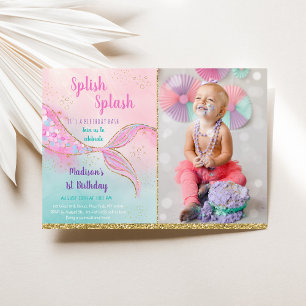 Invitation Mermaid Pink Gold Anniversaire