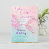 Invitation Mermaid Pink Gold Anniversaire (Debout devant)